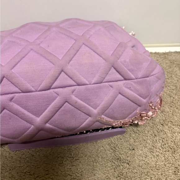 Chanel 19 fabric Lavender Quilted Shoulder Bag with Gold Chain - Picture 6 of 16